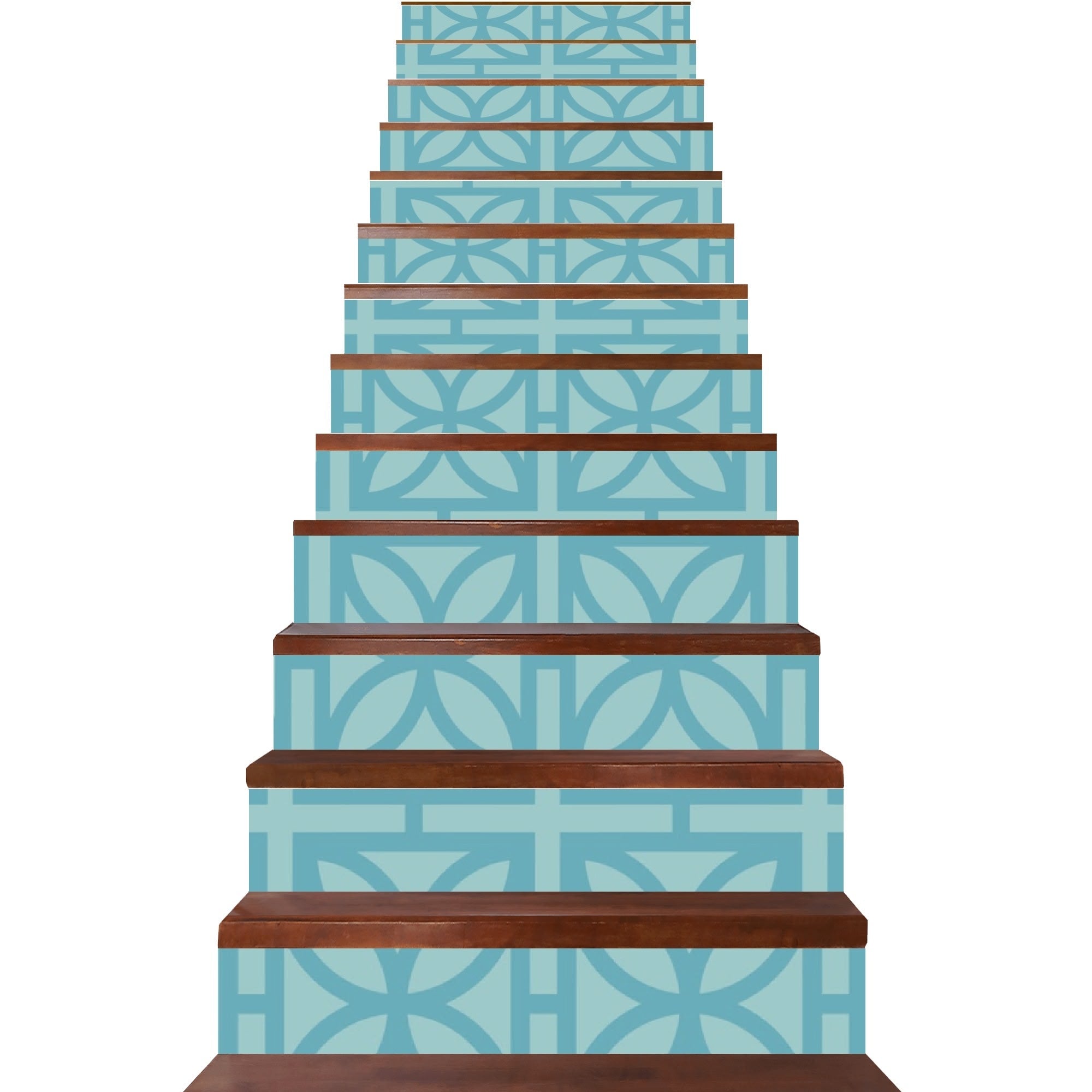 Kate McEnroe New York Retro Breeze Block 13pc Stair Risers, Mid Century Modern Aqua Staircase DecalsStair RisersYP6XL93N - 1