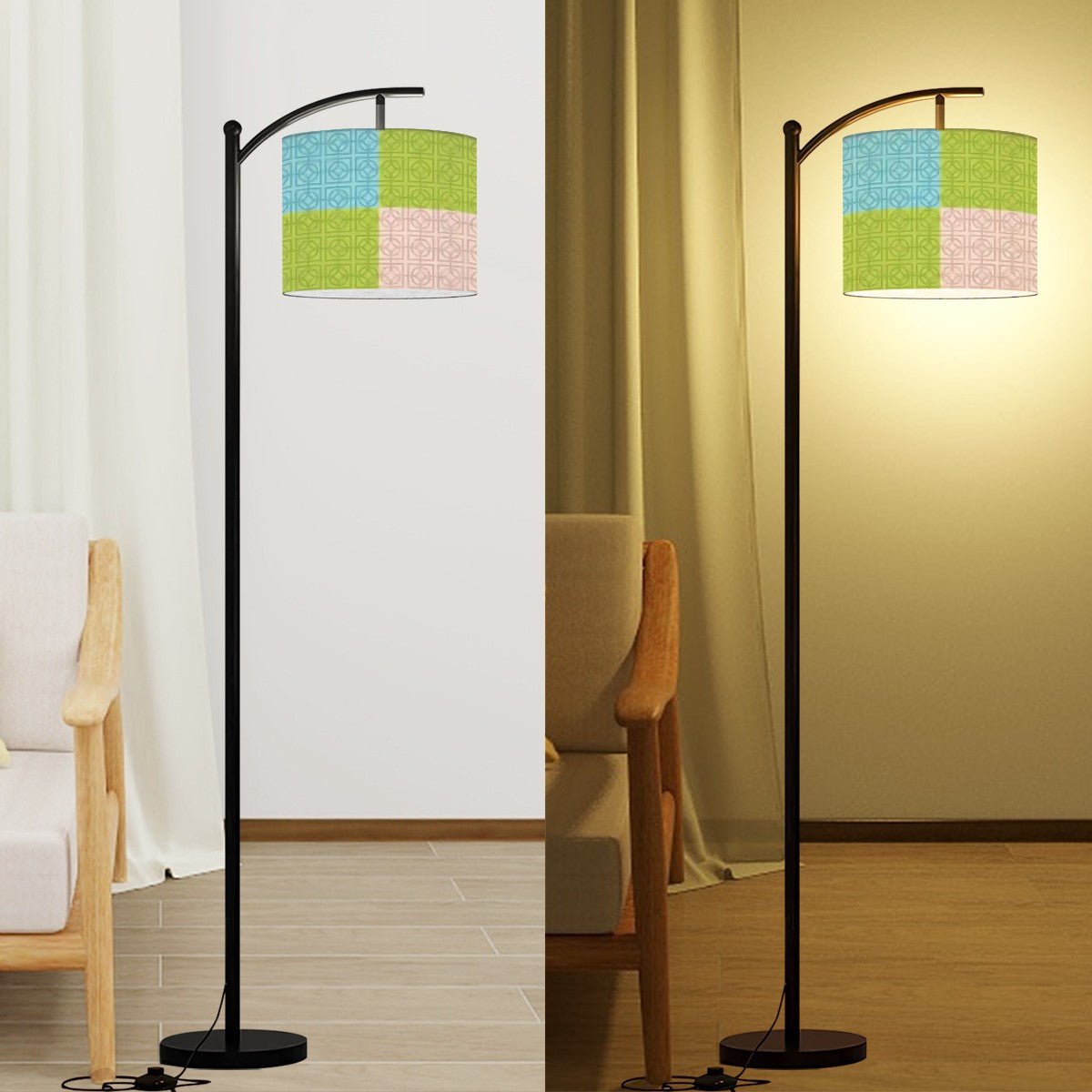 Kate McEnroe New York Retro Breeze Block Arc Floor Lamp, Mid Century Modern Teal Green Blush LightingFloor LampsNTDOVXbuxw