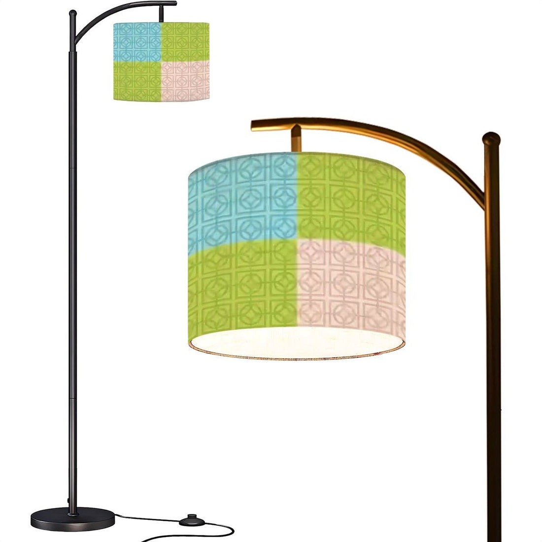 Kate McEnroe New York Retro Breeze Block Arc Floor Lamp, Mid Century Modern Teal Green Blush LightingFloor LampsNTDOVXbuxw