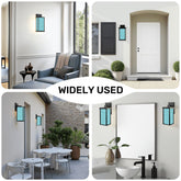 Kate McEnroe New York Retro Breeze Block Outdoor Sconce, Mid Mod Blue Wall Lantern, 50s Style Exterior Accent LightingOutdoor Wall LightsnHXuTYk0tM