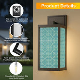 Kate McEnroe New York Retro Breeze Block Outdoor Sconce, Mid Mod Blue Wall Lantern, 50s Style Exterior Accent LightingOutdoor Wall LightsnHXuTYk0tM