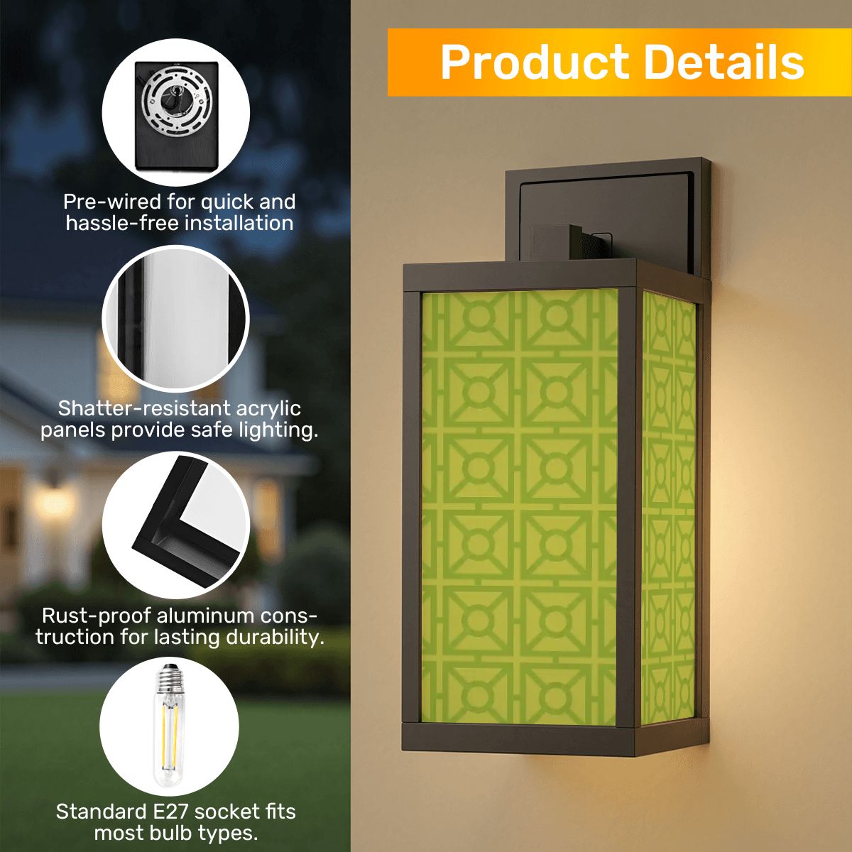 Kate McEnroe New York Retro Breeze Block Wall Sconce, Mid Century Modern 50s Porch Lantern, MCM Outdoor Grid Accent LightOutdoor Wall Lightsiqt8RKJuxV