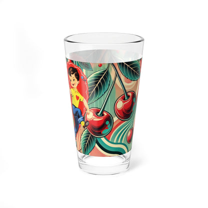 Kate McEnroe New York Retro Cherry Valentine Pint Glass, Mid Century Modern 50s Dancing Boy Girl Kitschy BarwarePint Glasses25522513193004902643