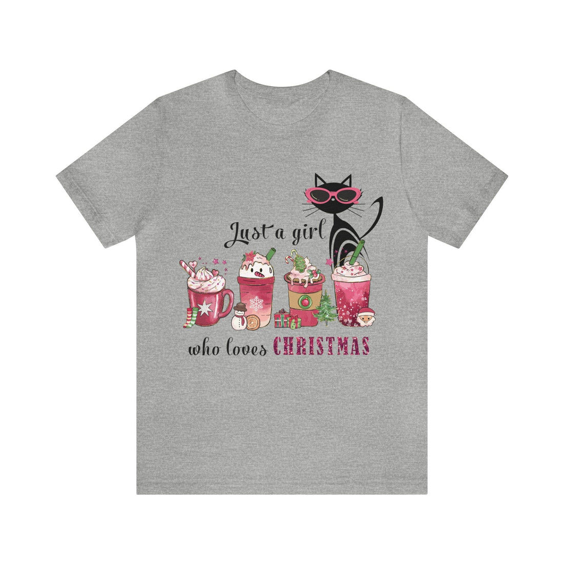 Printify Retro Christmas Atomic Cat T-Shirt, Holiday Graphic Tee, Sassy Cat Lover Gift, Festive Seasonal Shirt, Vintage Style Holiday Top T-Shirt Athletic Heather / S 36310146030646759830