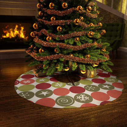 Kate McEnroe New York Retro Christmas Atomic Starburst Swirls Stars Snowflakes Faux Linen Tree Skirts Home Decor 100% Polyester Faux-Linen Treeskirt-FauxLinen-20221101081302293