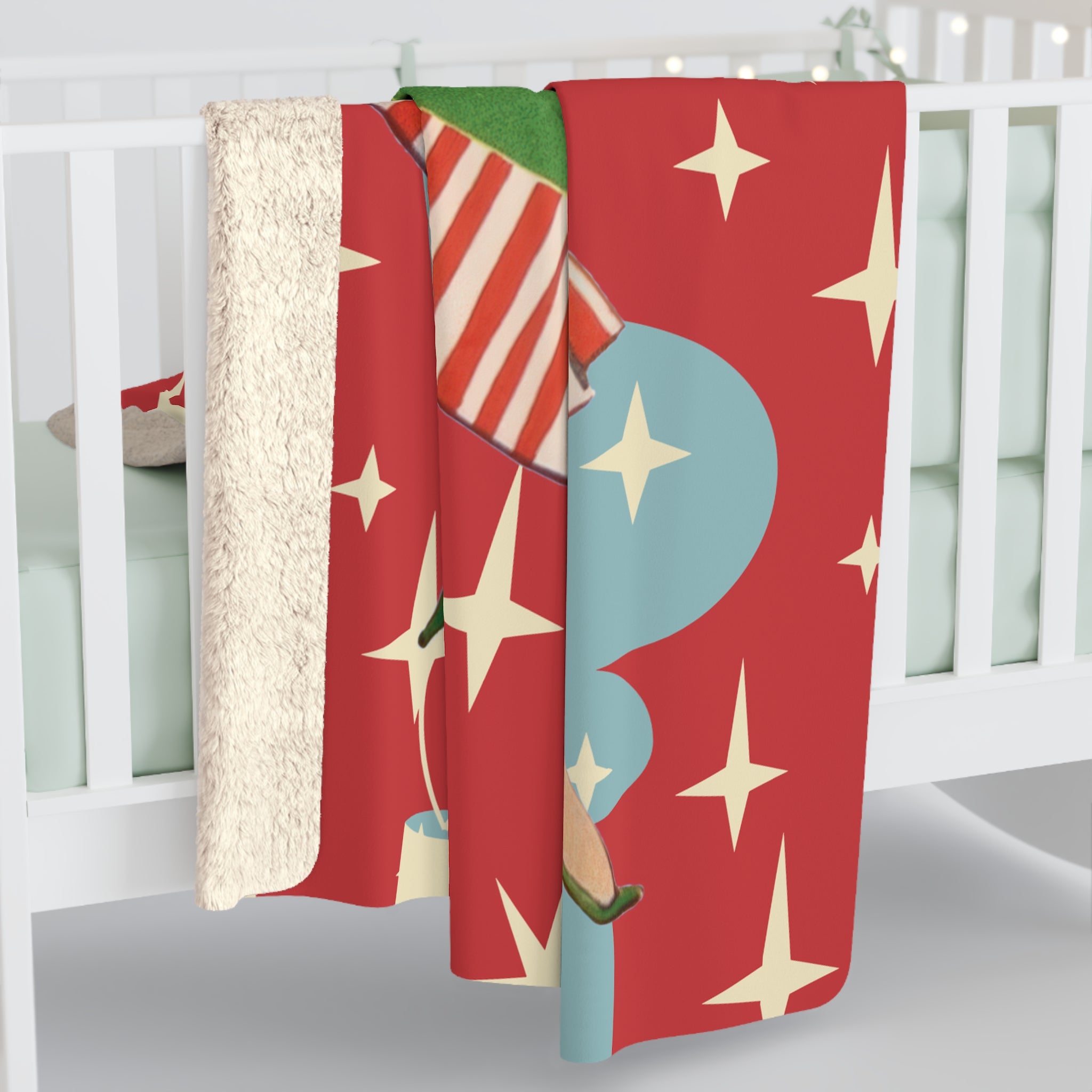 Kate McEnroe New York Retro Christmas Blanket Mid Century Modern Atomic Starburst ThrowBlankets11290389129085427950