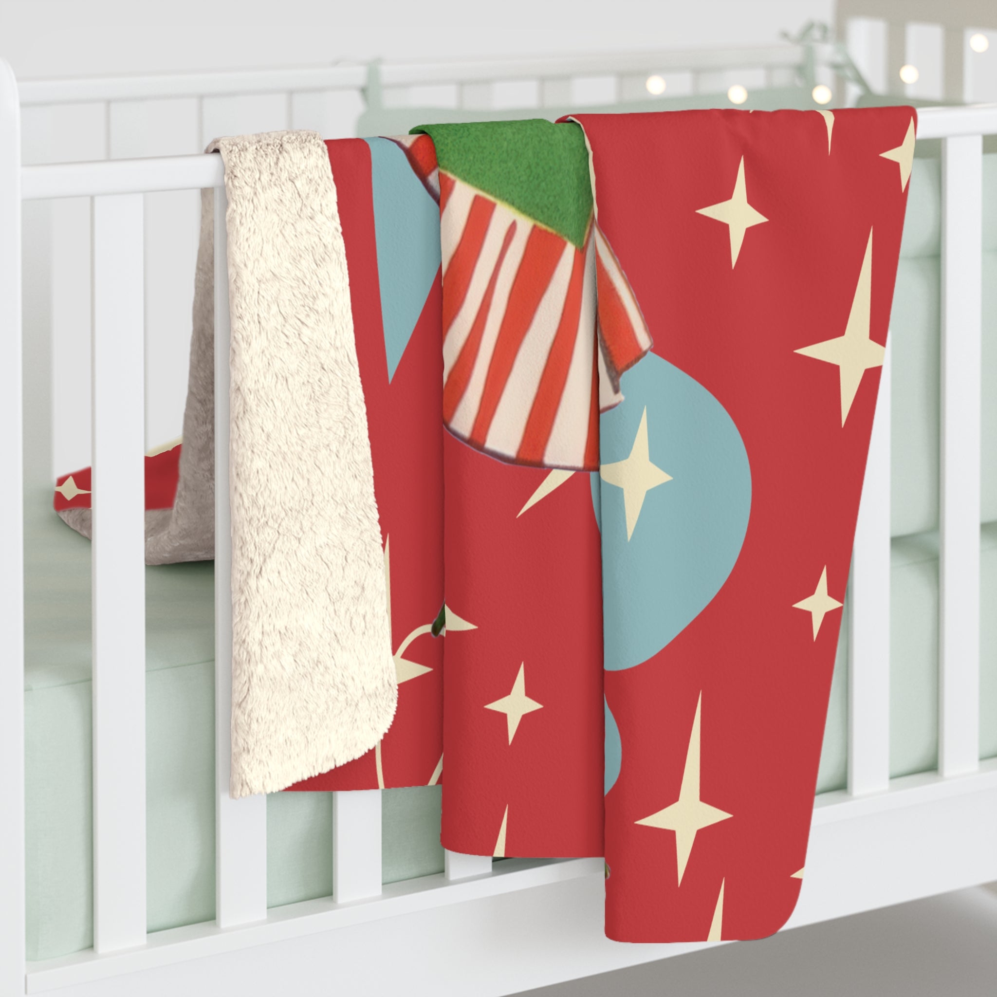 Kate McEnroe New York Retro Christmas Blanket Mid Century Modern Atomic Starburst ThrowBlankets11290389129085427950