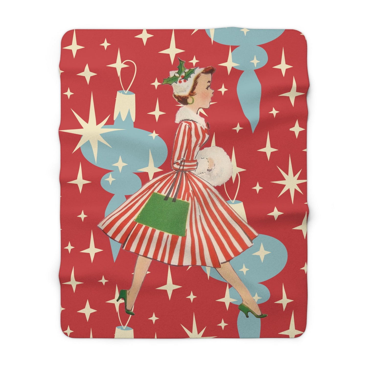 Kate McEnroe New York Retro Christmas Blanket Mid Century Modern Atomic Starburst ThrowBlankets11290389129085427950