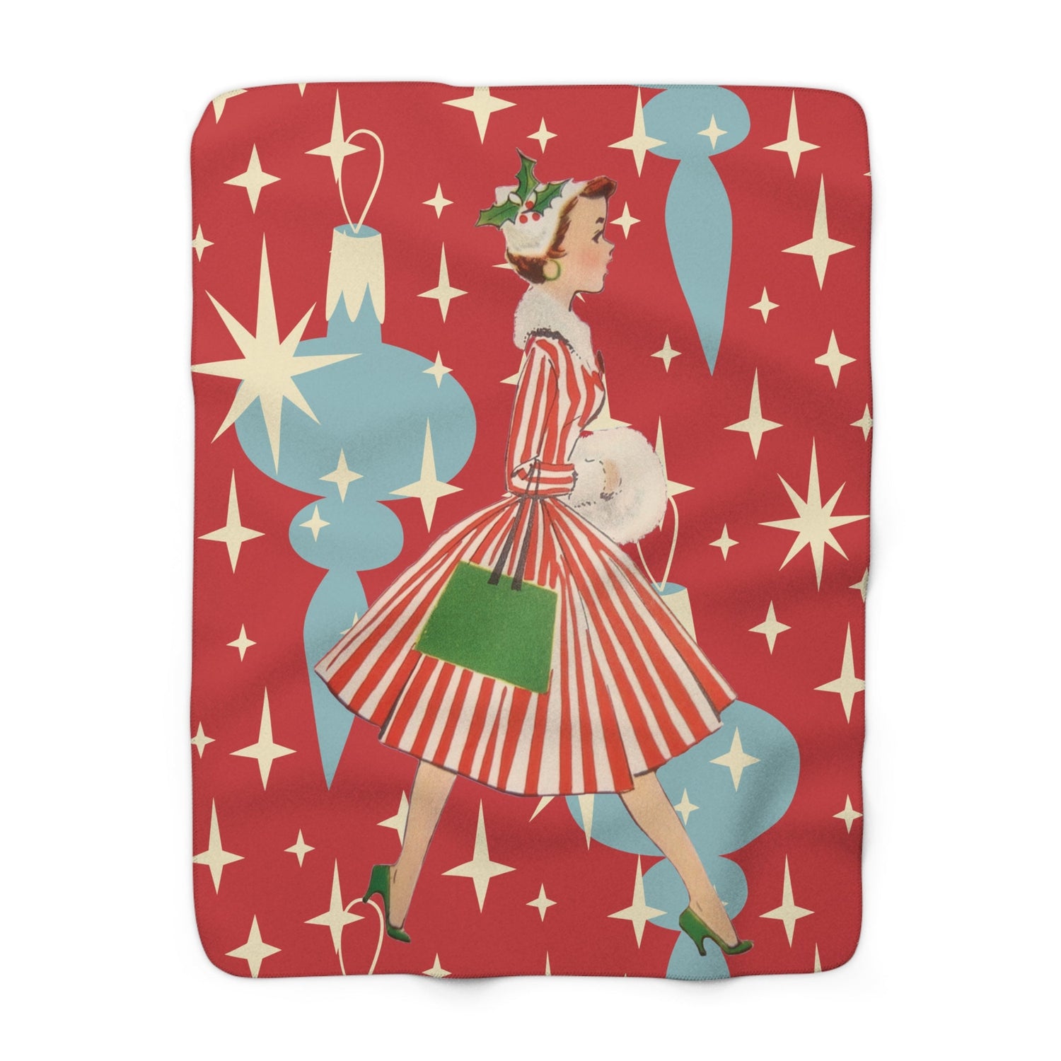 Kate McEnroe New York Retro Christmas Blanket Mid Century Modern Atomic Starburst ThrowBlankets76013277066806817236