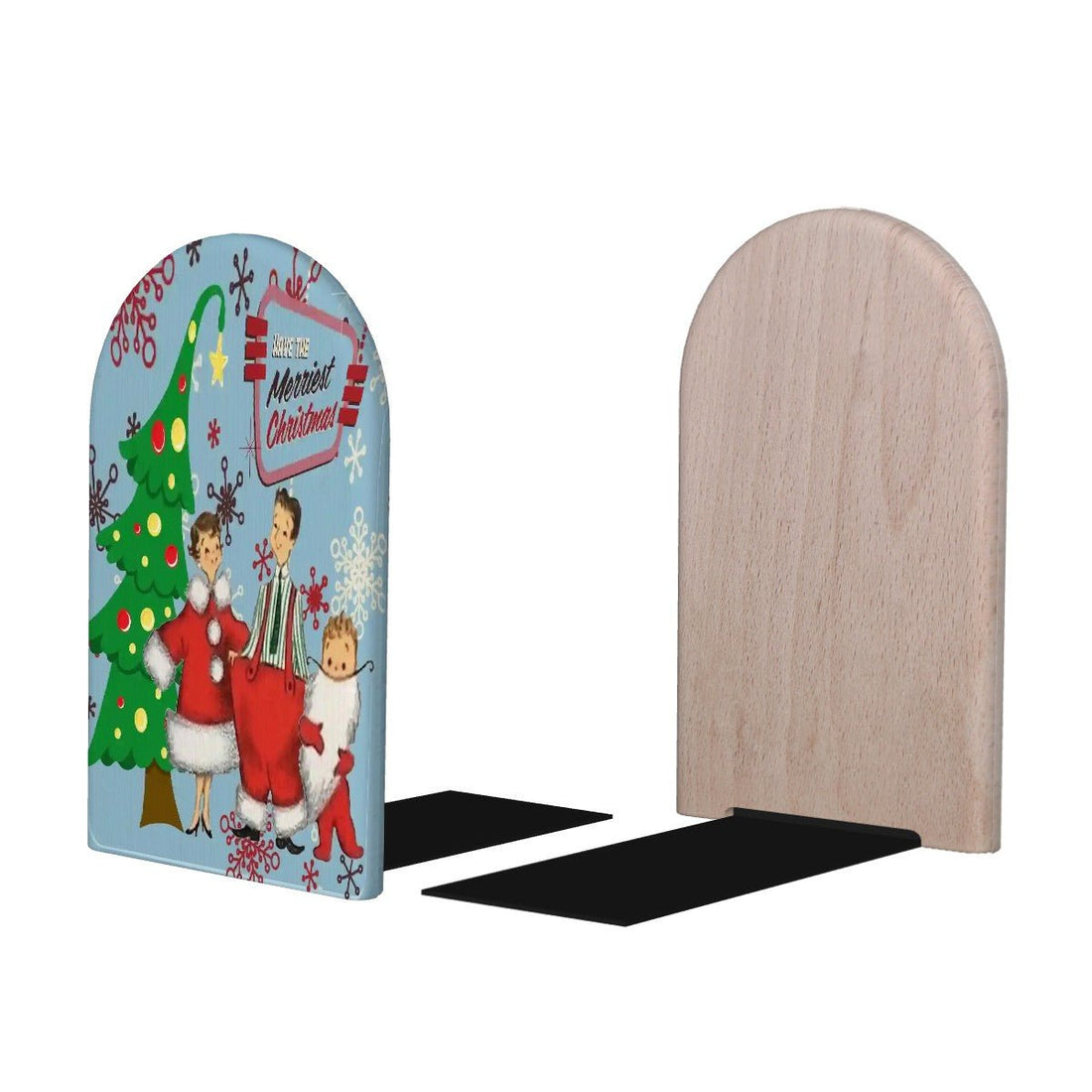 Kate McEnroe New York Retro Christmas Bookends Santa Family Holiday Mid Century 1950sBookends4vlzqqIpU1