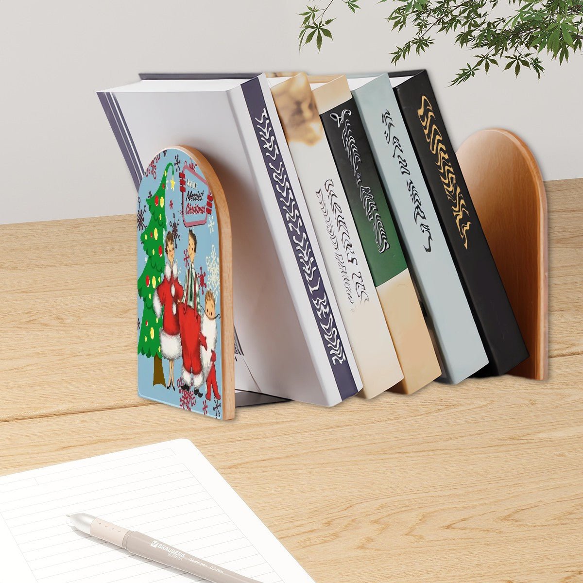 Kate McEnroe New York Retro Christmas Bookends Santa Family Holiday Mid Century 1950sBookends4vlzqqIpU1