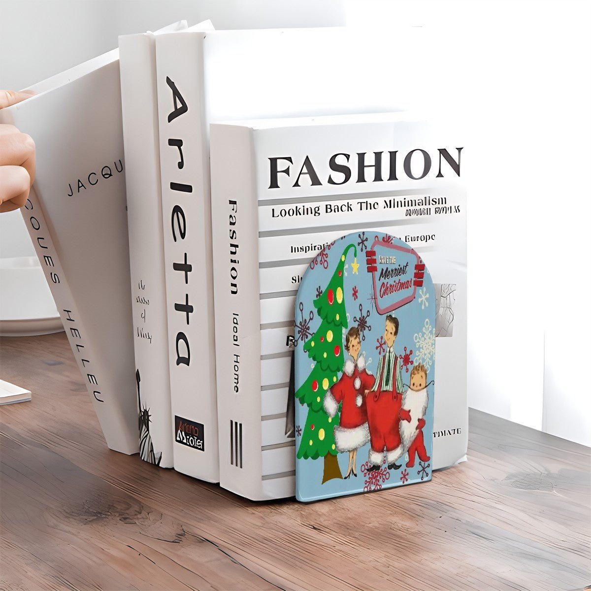 Kate McEnroe New York Retro Christmas Bookends Santa Family Holiday Mid Century 1950sBookends4vlzqqIpU1