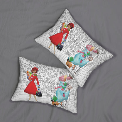 Kate McEnroe New York Retro Christmas Mid Century Modern Cityscape Kitsch Lumbar PillowLumbar Pillows24111627170845770737