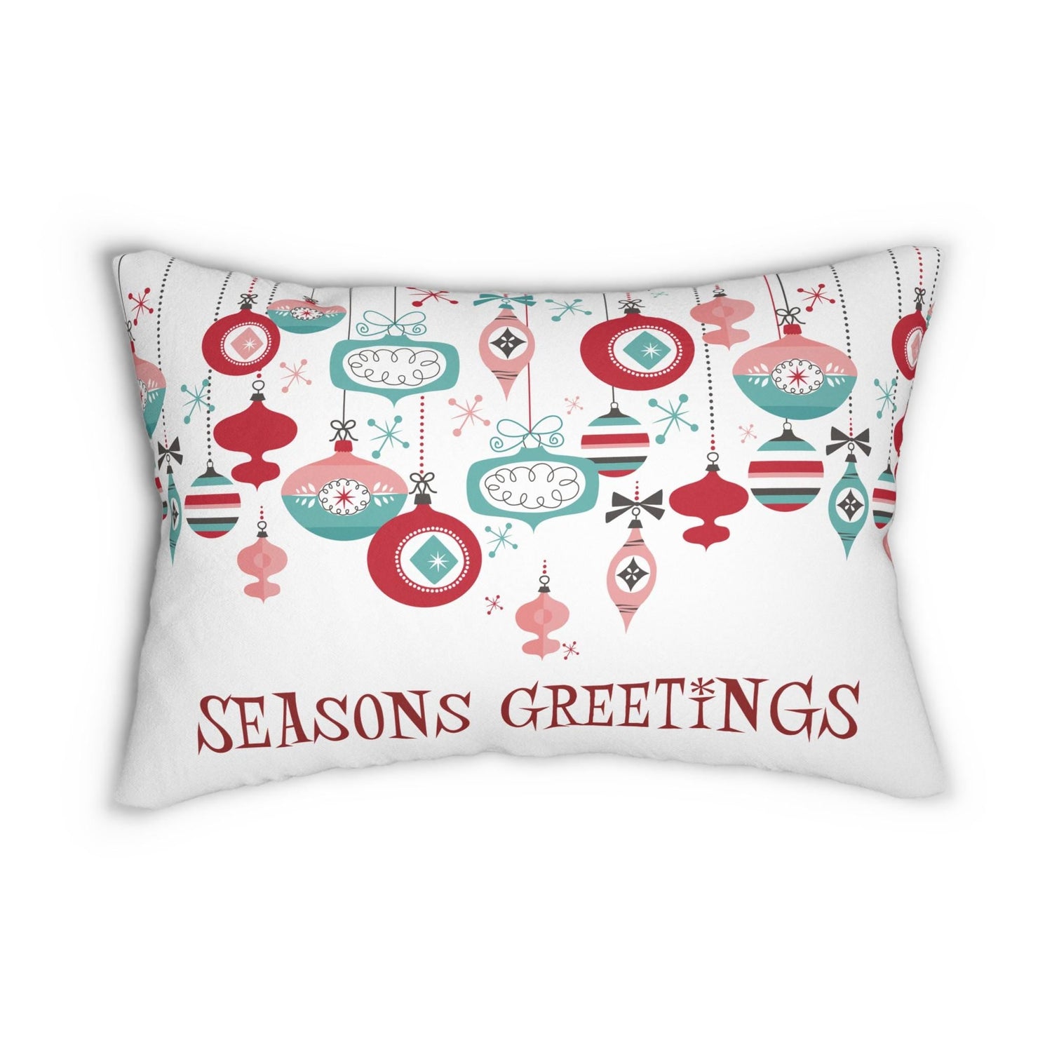 Kate McEnroe New York Retro Christmas Ornament Lumbar Pillow, Mid Century Modern Holiday DecorLumbar Pillows48908983546750768340