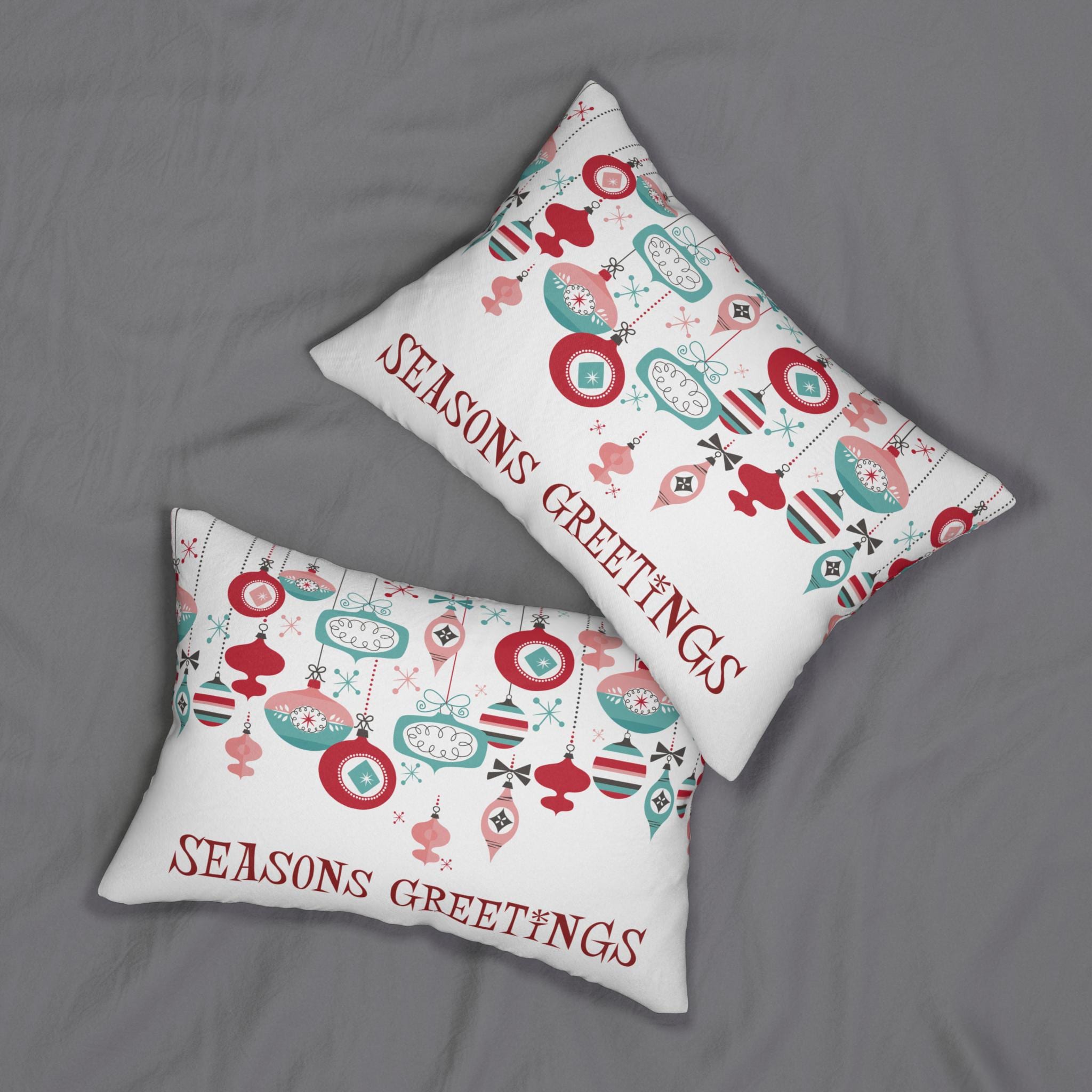 Kate McEnroe New York Retro Christmas Ornament Lumbar Pillow, Mid Century Modern Holiday DecorLumbar Pillows48908983546750768340