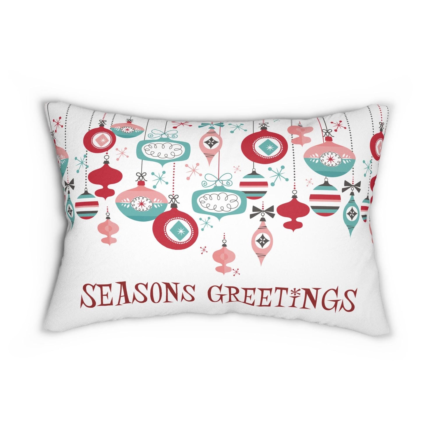Kate McEnroe New York Retro Christmas Ornament Lumbar Pillow, Mid Century Modern Holiday DecorLumbar Pillows48908983546750768340