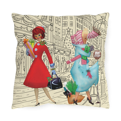 Kate McEnroe New York Retro Christmas Outdoor Pillow Mid Century Cityscape Holiday DecorOutdoor Throw Pillows17872849802040023337