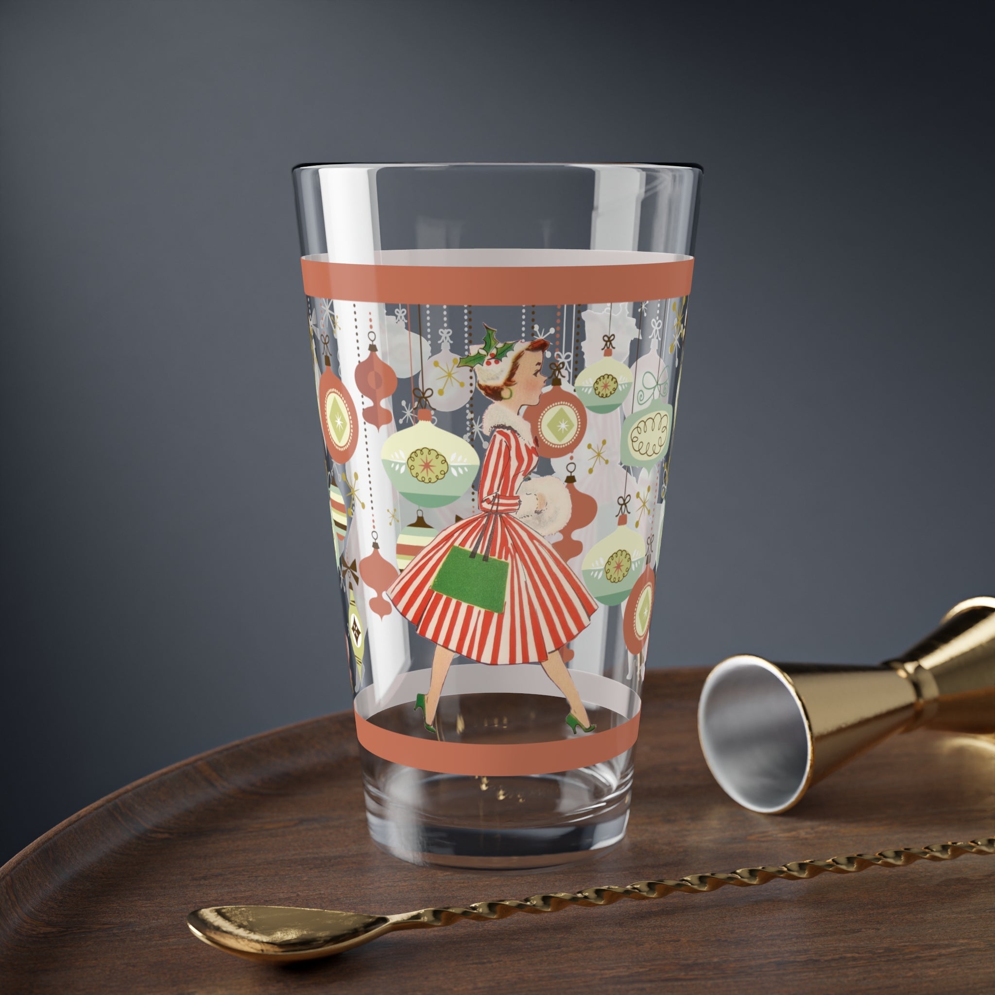 Kate McEnroe New York Retro Christmas Pint Glass Mid Century Kitsch 1950s Holiday BarwarePint Glasses12352461050968606006