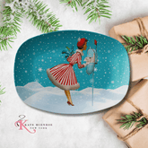 Kate McEnroe New York Retro Christmas Platter Mid Century Kitsch 1950s Holiday Serving WareServing PlattersRCP - TEAL - 006