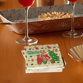 Kate McEnroe New York Retro Christmas Soapstone Coasters, Vintage Holiday MCM Drinkware Set of 4Coasters7021