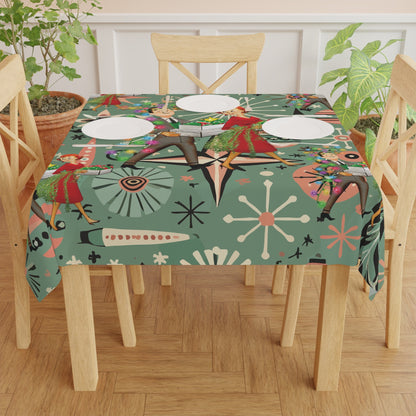 Kate McEnroe New York Retro Christmas Tablecloth, Mid Century Modern Holiday Table Linens, 1950s Kitsch Dining DecorTablecloths11707814054044319982