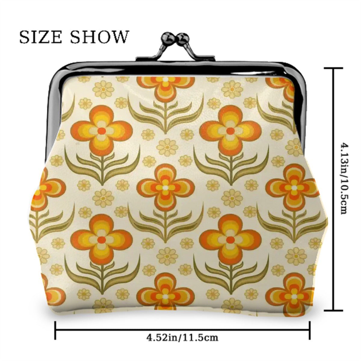 Kate McEnroe New York Retro Coin Purse 1970s Floral Orange Yellow Kiss Lock Clasp WalletCoin PursesFsNNp10h2j