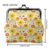 Kate McEnroe New York Retro Coin Purse Daisy Floral 1970s Yellow Orange Kiss Lock WalletCoin PursesBXQl72Xk07