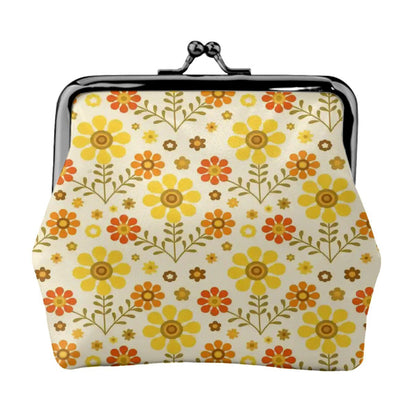 Kate McEnroe New York Retro Coin Purse Daisy Floral 1970s Yellow Orange Kiss Lock WalletCoin PursesBXQl72Xk07