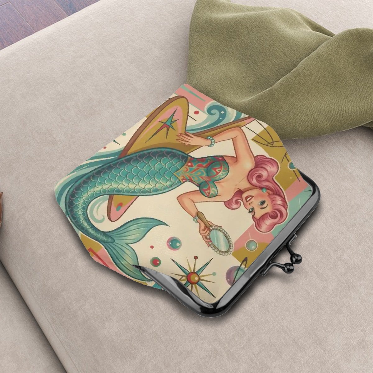 Kate McEnroe New York Retro Coin Purse Kitschy 1950s Mermaid Atomic Starburst Kisslock WalletCoin PursesDumEVny7BM