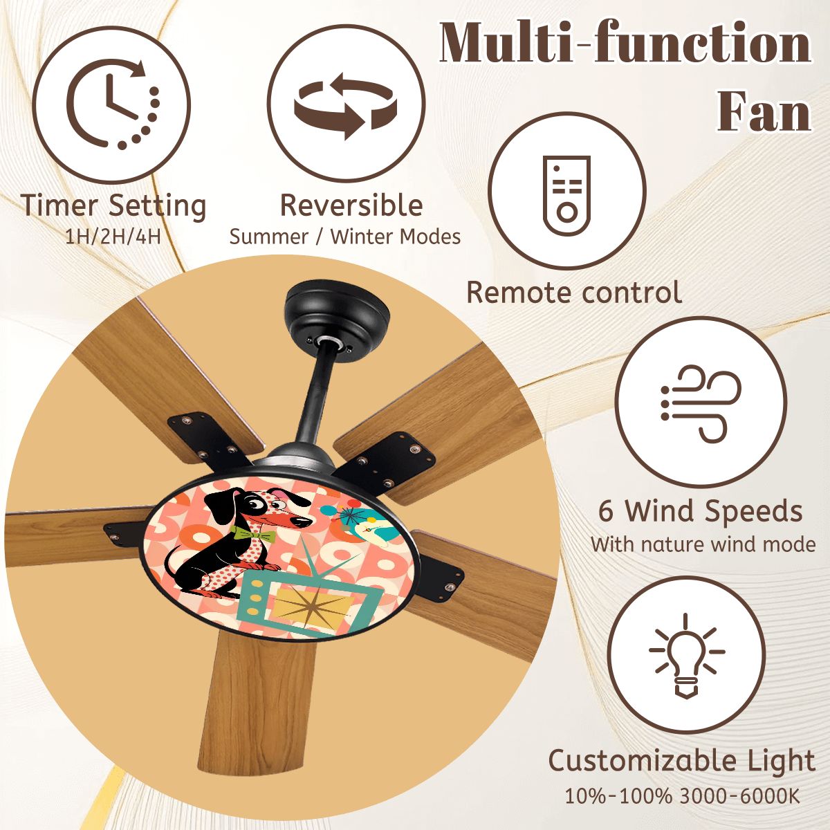 Kate McEnroe New York Retro Dachshund Ceiling Fan, Mid Century Modern Light FixtureCeiling FansaIXWXKZdjU