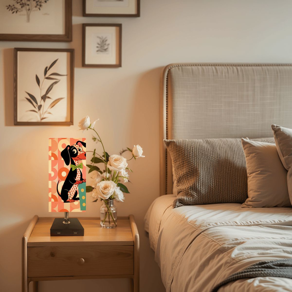 Kate McEnroe New York Retro Dachshund Dog Table Lamp, Mid Century Modern USB LightTable LampsszkcEByLjT