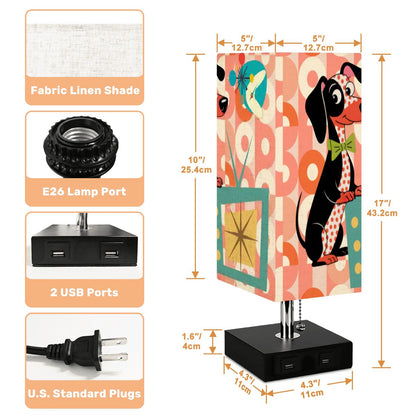 Kate McEnroe New York Retro Dachshund Dog Table Lamp, Mid Century Modern USB LightTable LampsszkcEByLjT