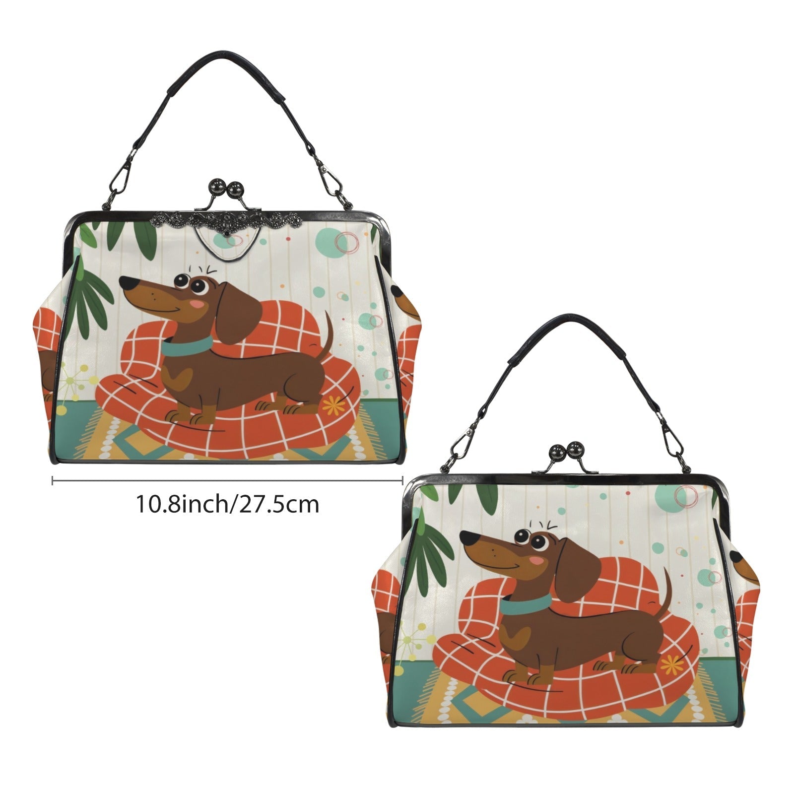 Kate McEnroe New York Retro Dachshund Kiss Lock Handbag Mid Century Dog Lover PurseCrossbody BagsD3268871