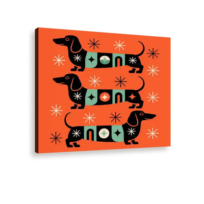 Kate McEnroe New York Retro Dachshund Mid Century Modern Wall Art, Vintage Kitsch Doxie Dog Starburst CanvasCanvas Wall ArtTXlB89DqDg