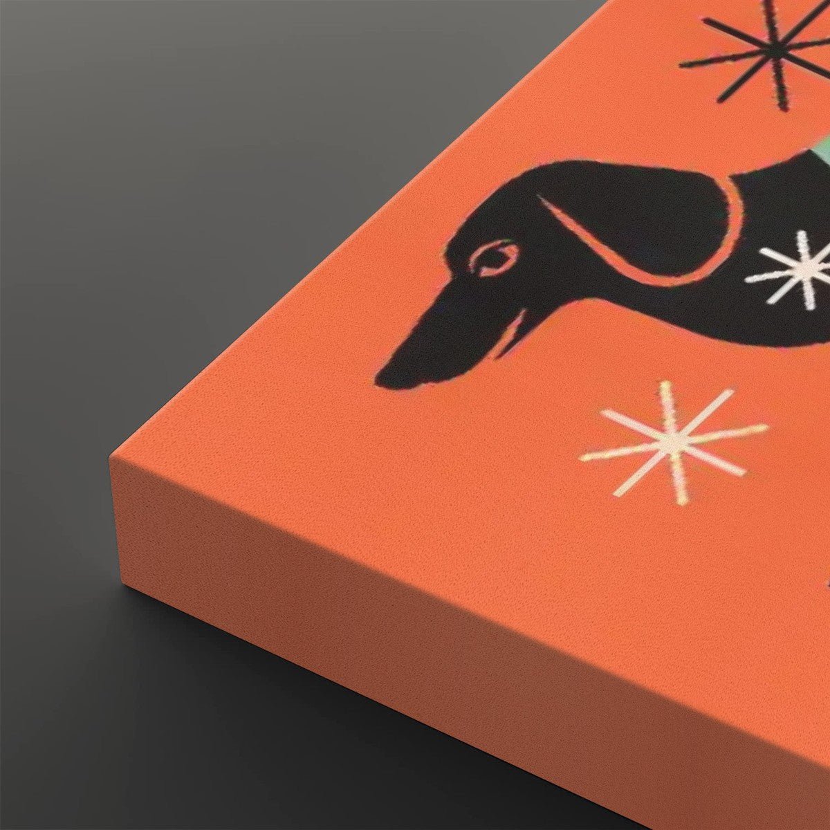 Kate McEnroe New York Retro Dachshund Mid Century Modern Wall Art, Vintage Kitsch Doxie Dog Starburst CanvasCanvas Wall ArtVI5Ht6Zaqz