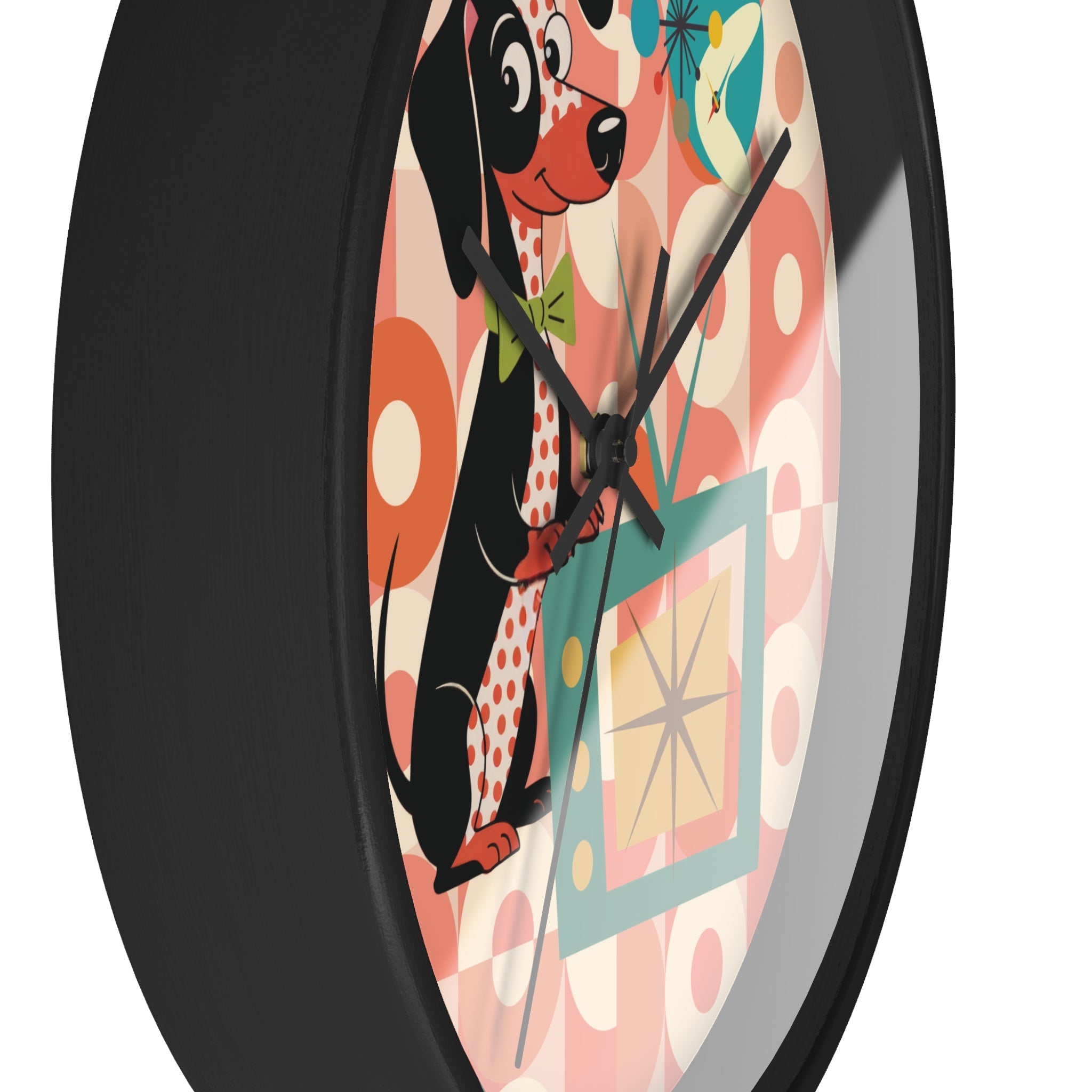 Kate McEnroe New York Retro Dachshund Mid Century Wall Clock, Atomic Dog Starburst Mod TimepieceWall Clocks14288889730039607354