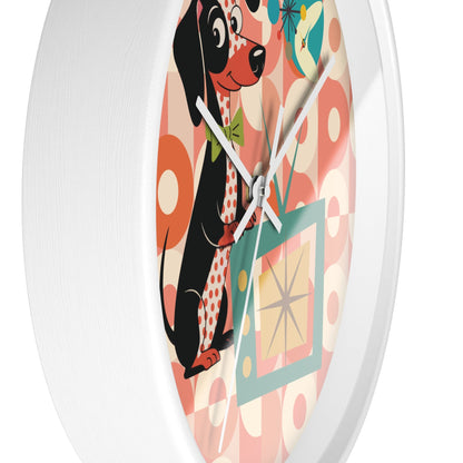 Kate McEnroe New York Retro Dachshund Mid Century Wall Clock, Atomic Dog Starburst Mod TimepieceWall Clocks14288889730039607354