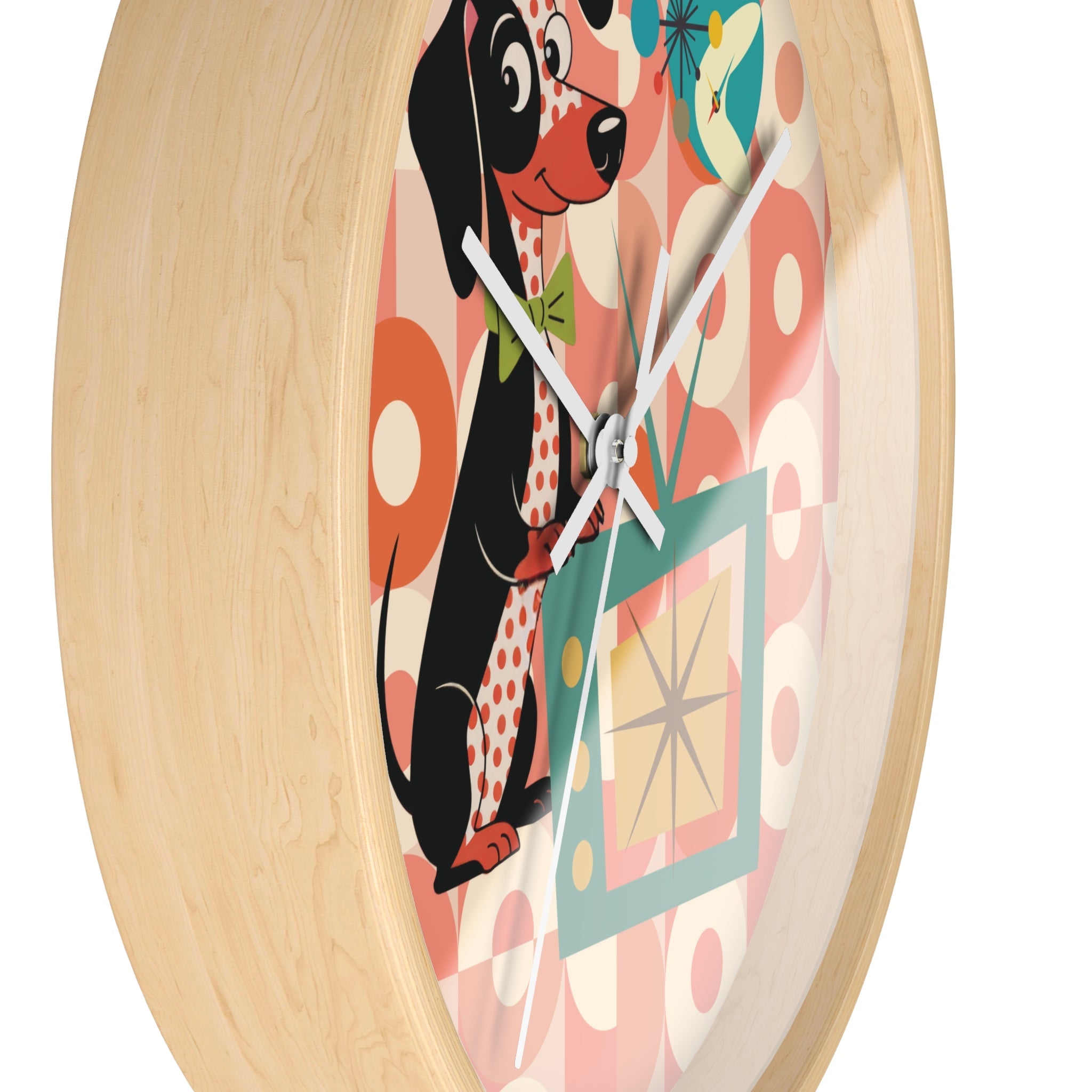 Kate McEnroe New York Retro Dachshund Mid Century Wall Clock, Atomic Dog Starburst Mod TimepieceWall Clocks14288889730039607354