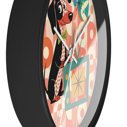 Kate McEnroe New York Retro Dachshund Mid Century Wall Clock, Atomic Dog Starburst Mod TimepieceWall Clocks14288889730039607354