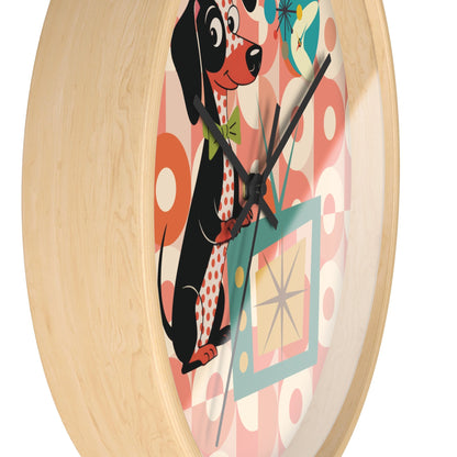 Kate McEnroe New York Retro Dachshund Mid Century Wall Clock, Atomic Dog Starburst Mod TimepieceWall Clocks14288889730039607354