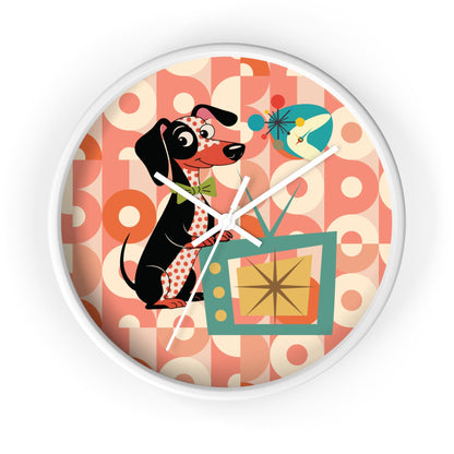 Kate McEnroe New York Retro Dachshund Mid Century Wall Clock, Atomic Dog Starburst Mod TimepieceWall Clocks20825122604187390967