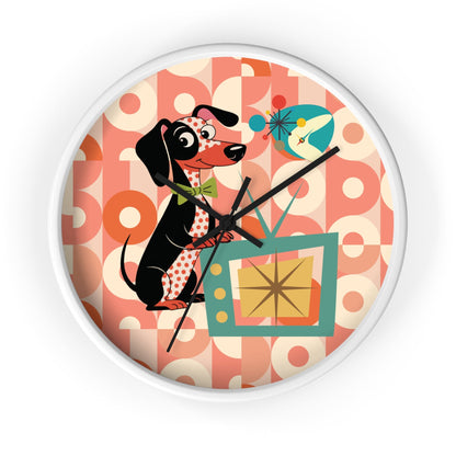 Kate McEnroe New York Retro Dachshund Mid Century Wall Clock, Atomic Dog Starburst Mod TimepieceWall Clocks27410491165110279944