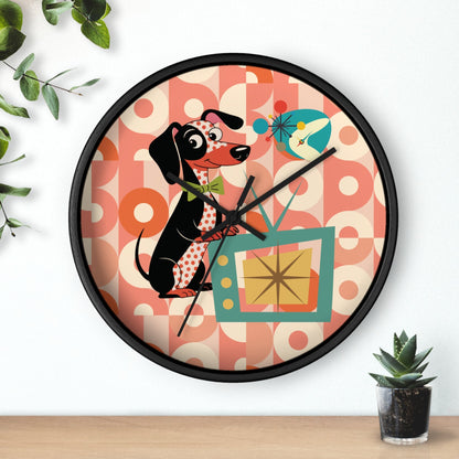Kate McEnroe New York Retro Dachshund Mid Century Wall Clock, Atomic Dog Starburst Mod TimepieceWall Clocks29597216914429137918