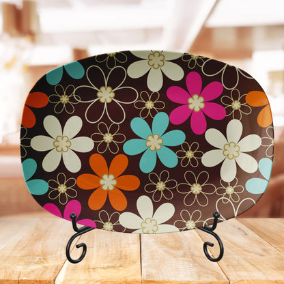 Kate McEnroe New York Retro Daisy Floral Serving Platter, Groovy Mid Century Modern DishServing Platters
