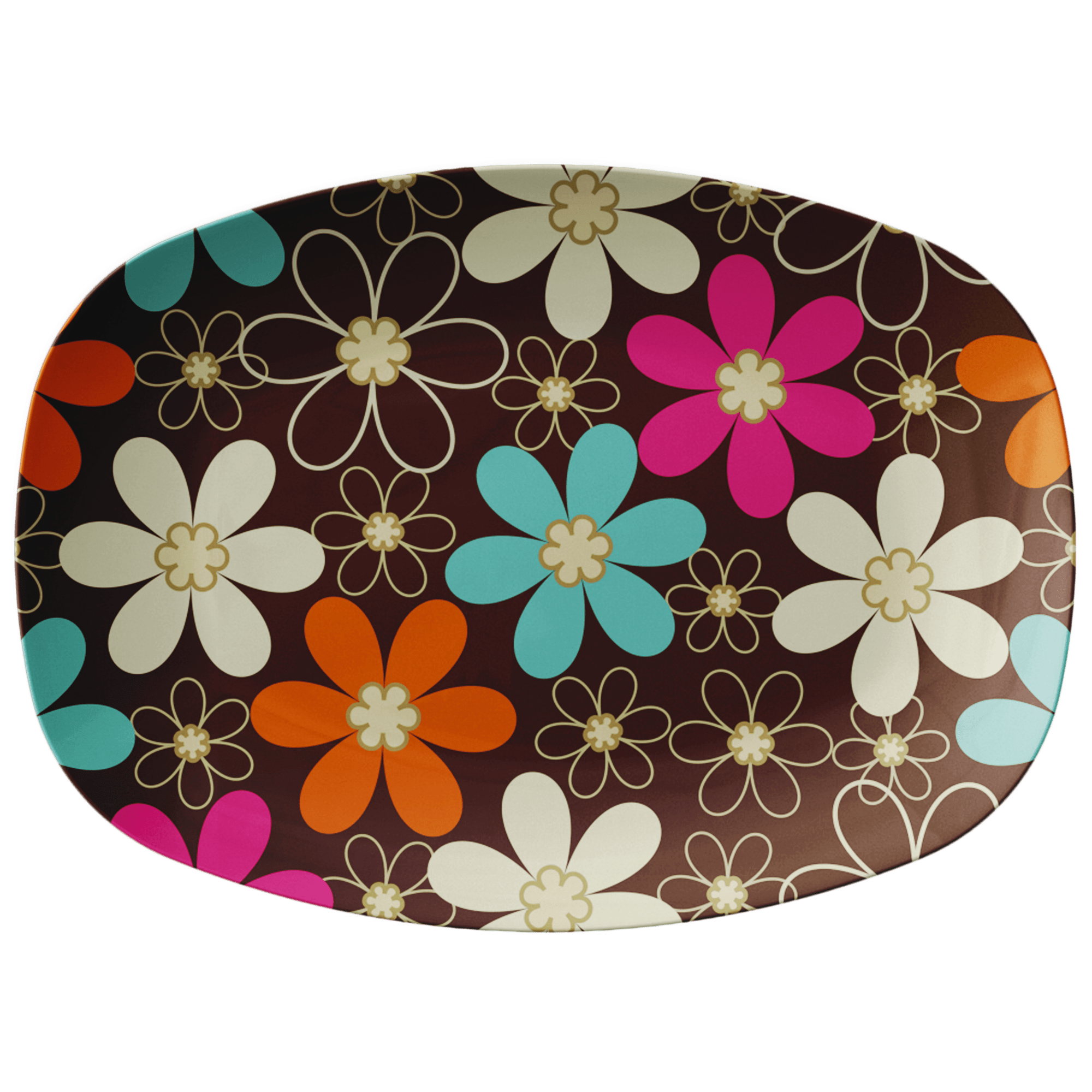 Kate McEnroe New York Retro Daisy Floral Serving Platter, Groovy Mid Century Modern DishServing Platters