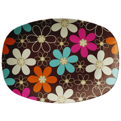 Kate McEnroe New York Retro Daisy Floral Serving Platter, Groovy Mid Century Modern DishServing Platters