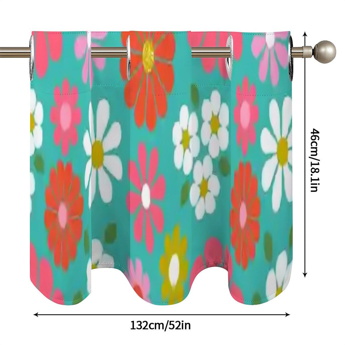 Kate McEnroe New York Retro Daisy Floral Window Valance, Mid Century Modern Mod Flower Kitchen Curtain, 60s Groovy Grommet Short DrapesValancesmVMMexAwQH