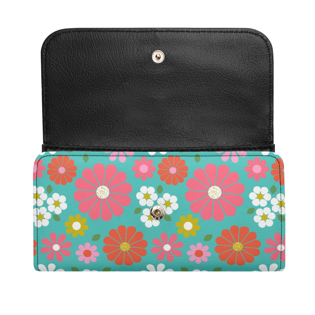 Kate McEnroe New York Retro Daisy Trifold Wallet, Mid Century Modern Floral Long Clutch, Groovy Hippie Flower Power PurseWalletsN7MQMK7W - 1