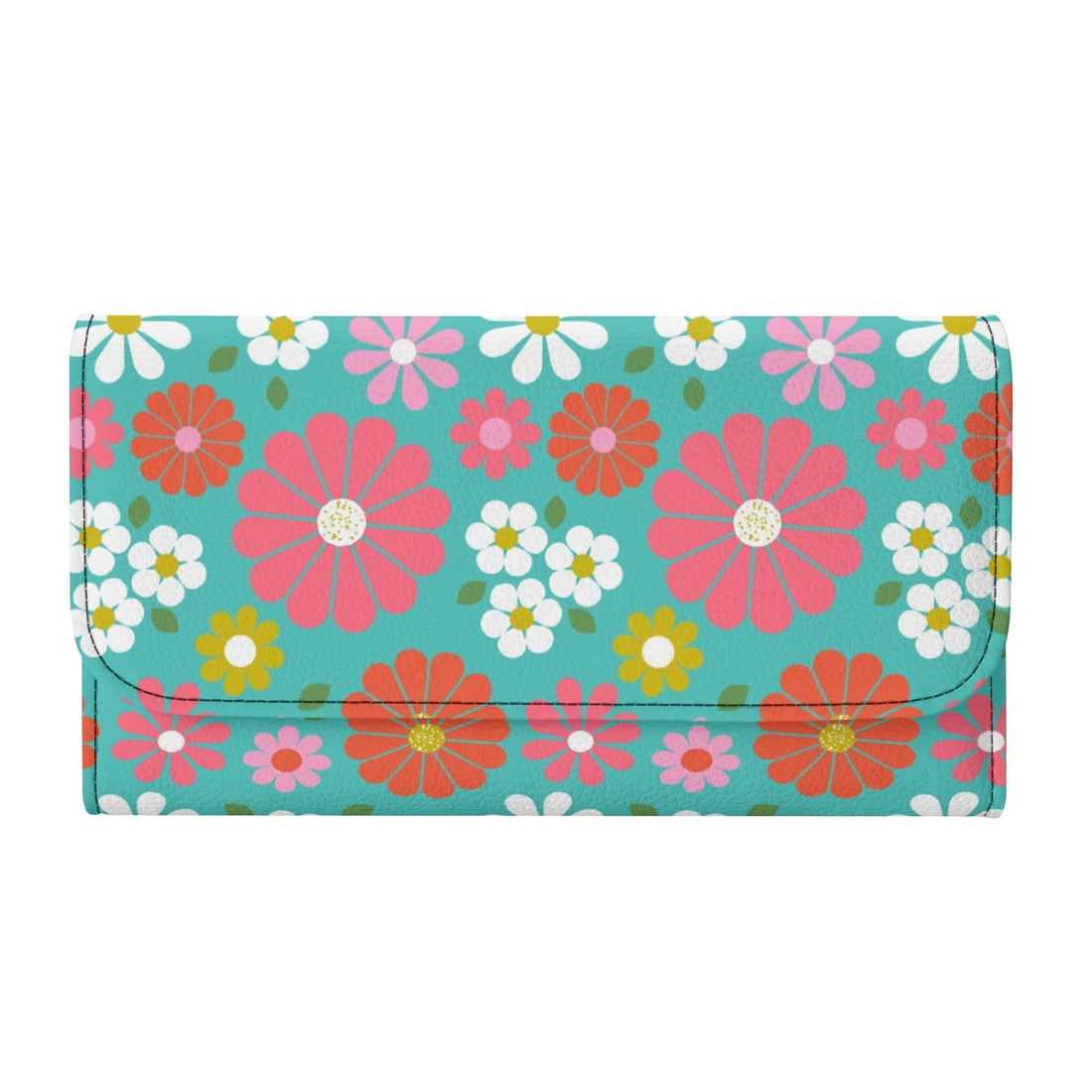 Kate McEnroe New York Retro Daisy Trifold Wallet, Mid Century Modern Floral Long Clutch, Groovy Hippie Flower Power PurseWalletsN7MQMK7W - 1