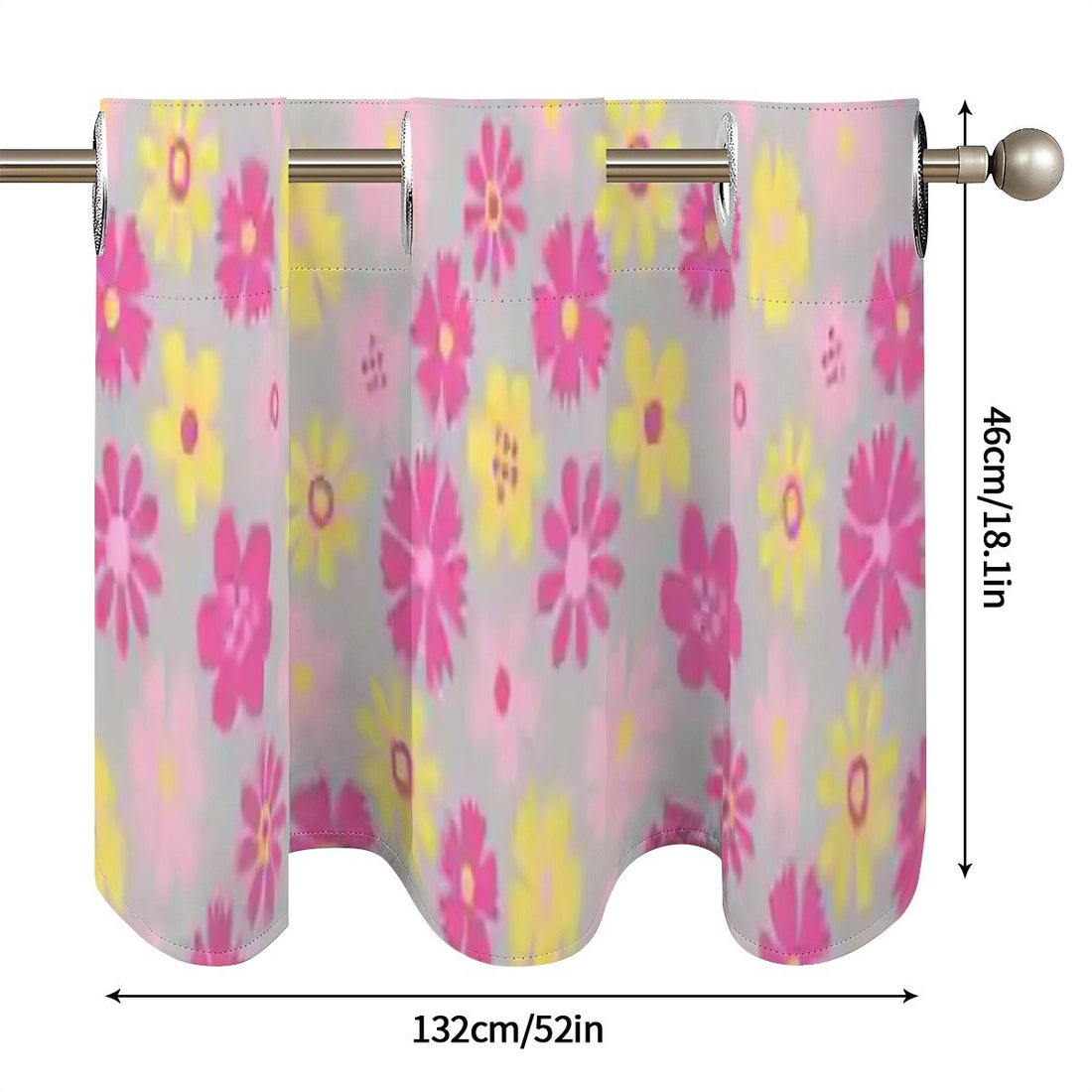 Kate McEnroe New York Retro Daisy Window Valance, Mid Century Modern Pink and Yellow Floral Kitchen Curtain, 60s Groovy Grommet Short DrapesValancesOVYs9LTMUM